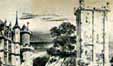 Chteau d'Alenon, place forte de la frontire sud du duch de Normandie. Gravure par E. de Broise et A. Renaud, tat avant la dmolition, XIXe s. [Muse de Normandie]